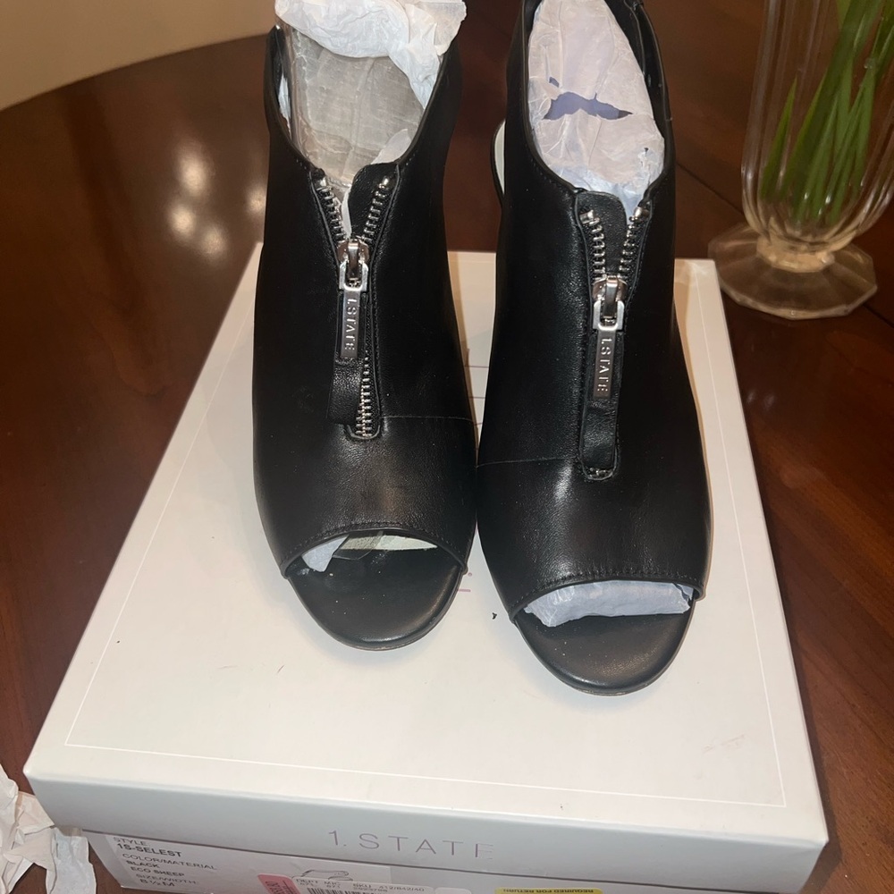 1. State Black Peep Toe Ankle Booties